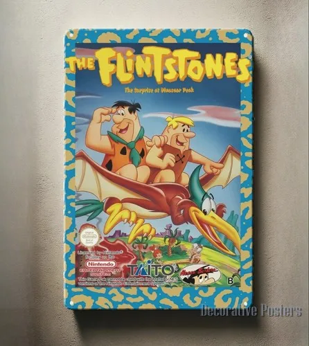 The Flintstones NES Retro-Videospiel Metallposter Blechschild