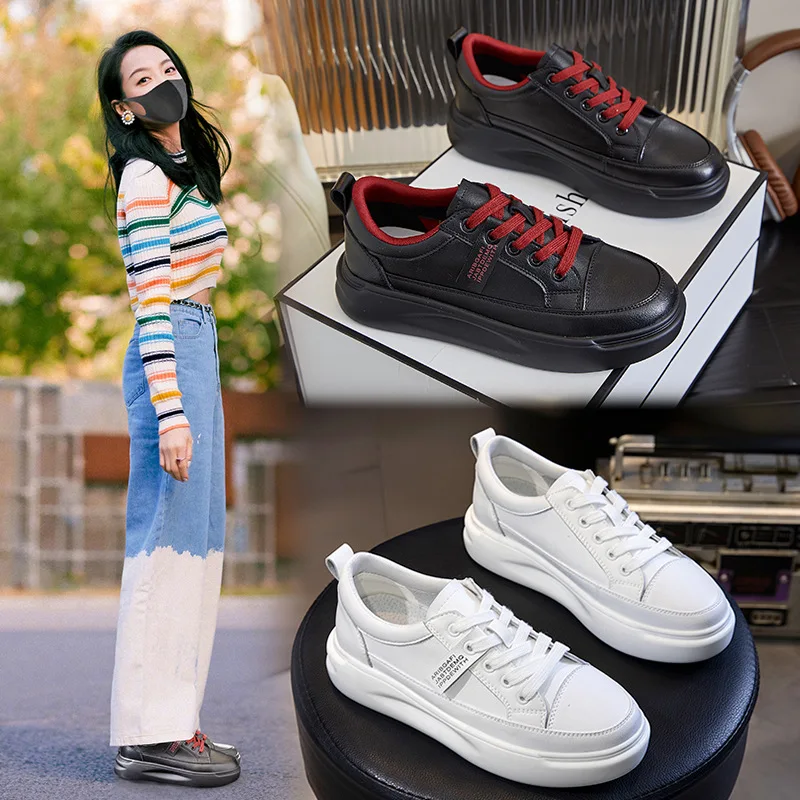 

High Quality Women's Sports Shoes Female Breathable Board Shoes Casual Sneakers Ladies Thick Sole Trainers Student Walking Shoes
