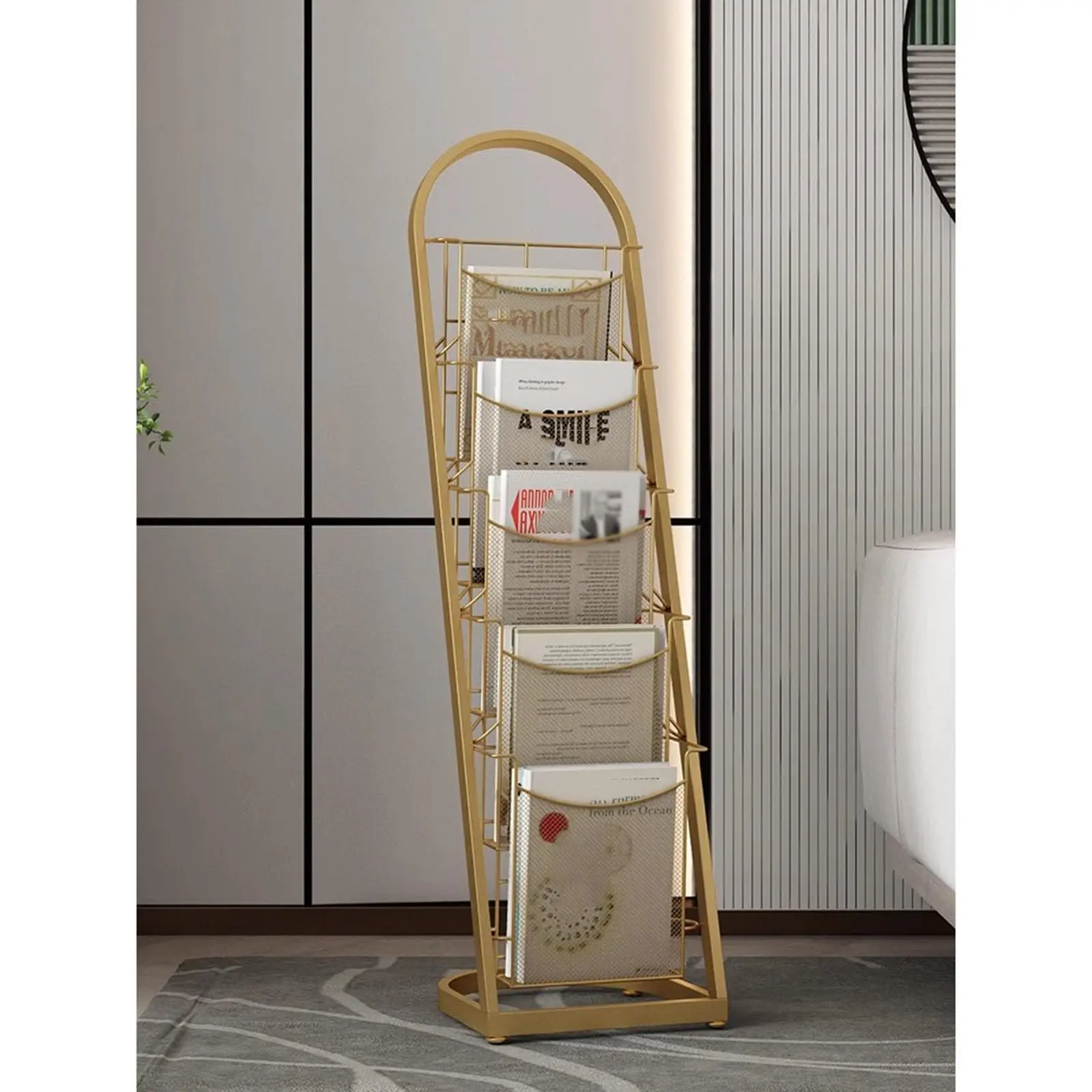 Iron Magazine Rack 4/5-layer,-Standing File Organizer Holder Brochure Display Stand, Literature Storage Rack for Living