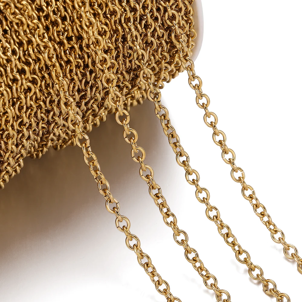 

1Meter/Pack 304 Stainless Steel 3 Sizes Round Rings Handmade Chains for DIY Necklace Bracelets Jewelry Making Accessories