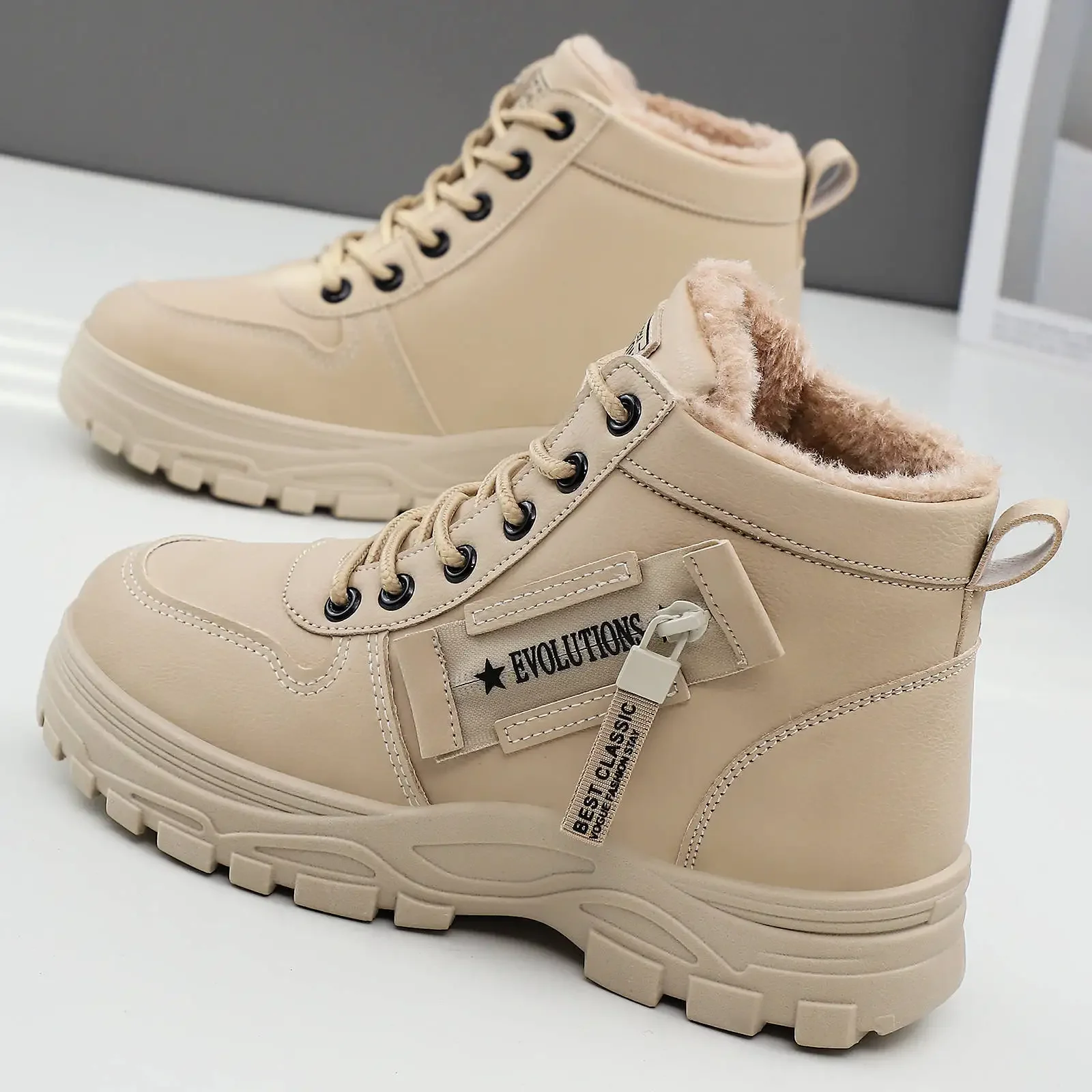 

Plus-size men's height-increasing cotton boots Winter cotton boots Thick-soled height-increasing boots Cold-proof and warm shoes