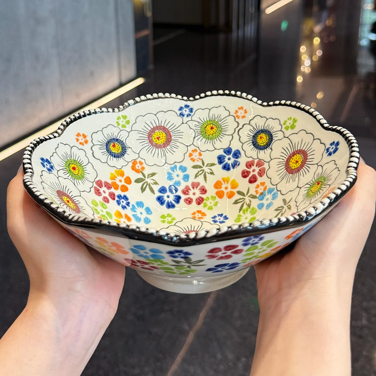 

Ручная роспись Cerc Обеденная миска Миска для супа Миска для лапши Большая миска Красивая орхидея Dr Self-Kept Sle Европейский вкус