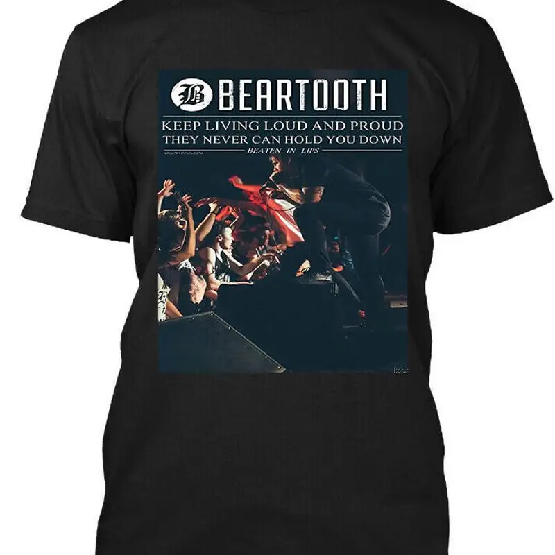 Kaus Logo Musik Amerika Beartooth Beaten in Lips Populer Baru S 4XL
