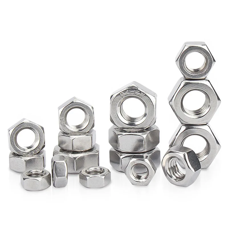 201 Stainless Steel Hex Nut M3 M4 M5 M6 M8 M10 M12 M14 M16 M18 M20 M22 M24 M27 M30 Hex Nuts 1-200pcs