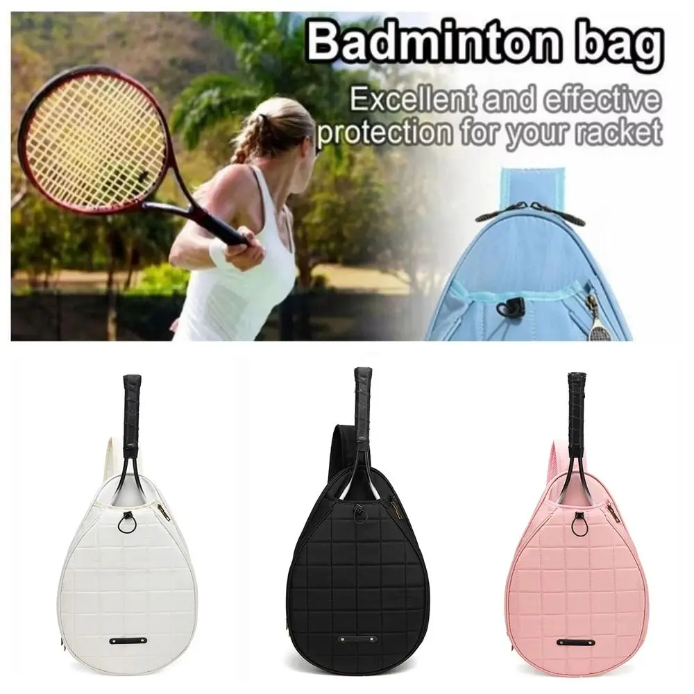 

Zipper Closure Tennis Racket Bag Large Capacity Lightweight Tennis Crossbody Bag Multipurpose Waterproof Badminton Racquet Bag