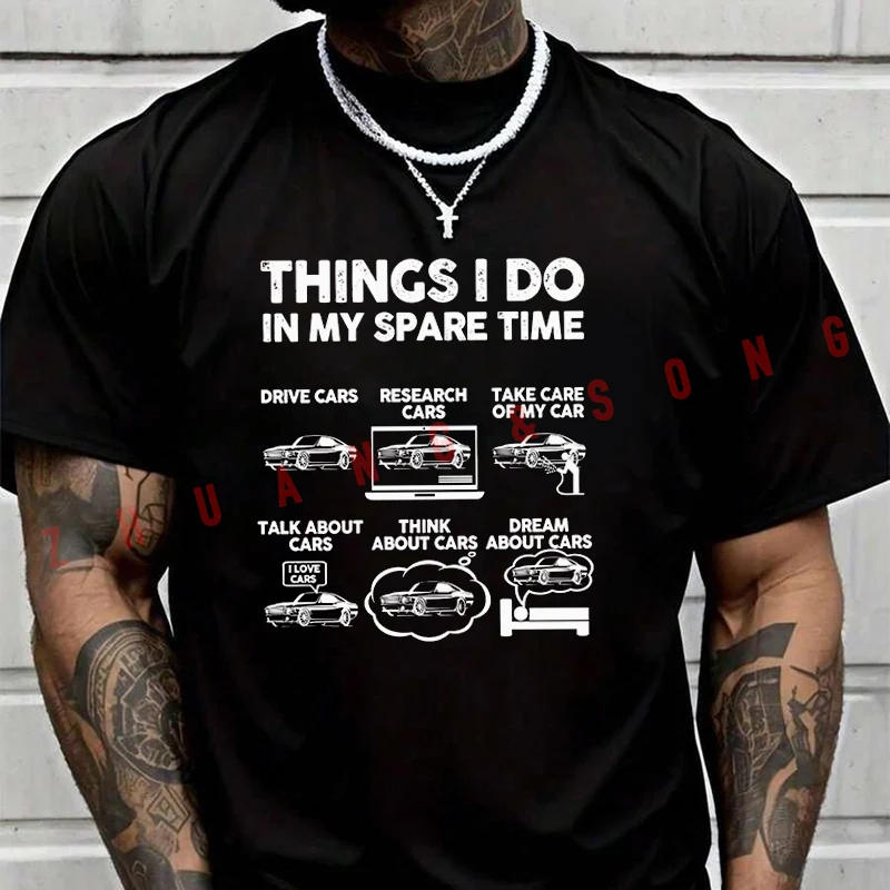 

Мужская футболка с надписью "Things I Do In My Spare Time", повседневная, высокого качества, с круглым вырезом, с короткими рукавами, размеры S-3XL