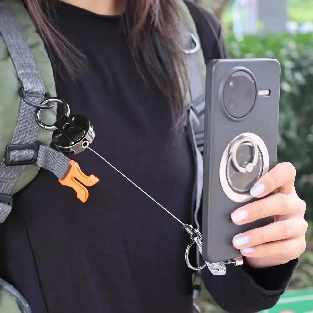 Retractable Phone Holder Lanyard Anti-Theft Anti-Drop Anti-Theft Lanyard Safety Lanyard Metal Clip Retractable Keychain Hiking