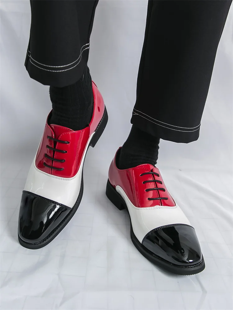 Pointed-toe Formal Shoes for Man Fashion Party Men's Wedding Shoes Big Size 46 Patent Leather Shoes Men Oxford zapatos de hombre