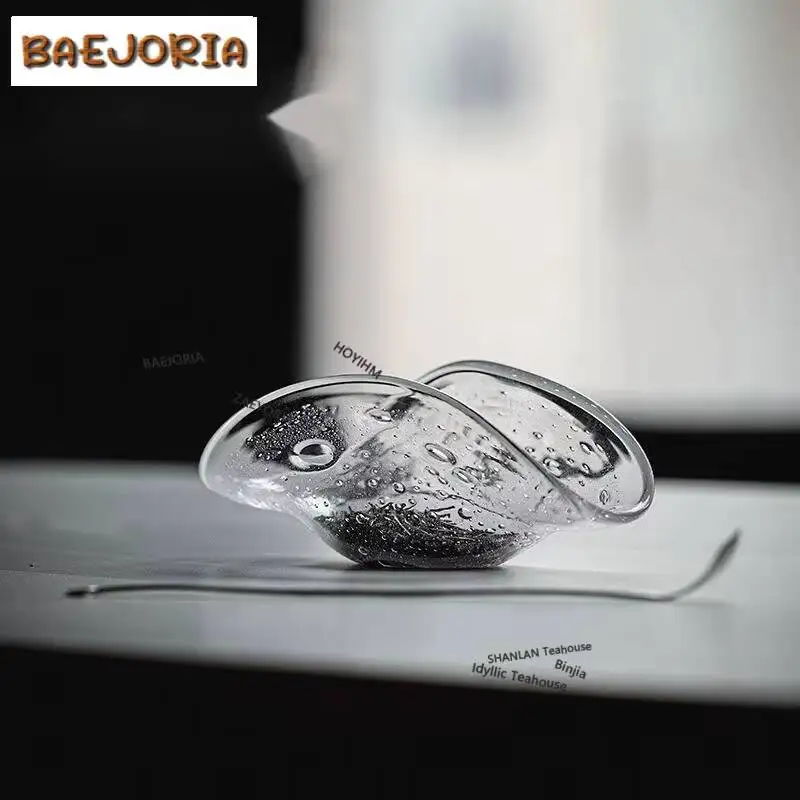 Pure Handamde Glass Tea Scoop Japanese Bubble Art Chahe Tea Shovel Household Appreciation Ladle Vessel Kung Fu Tea Items Gift