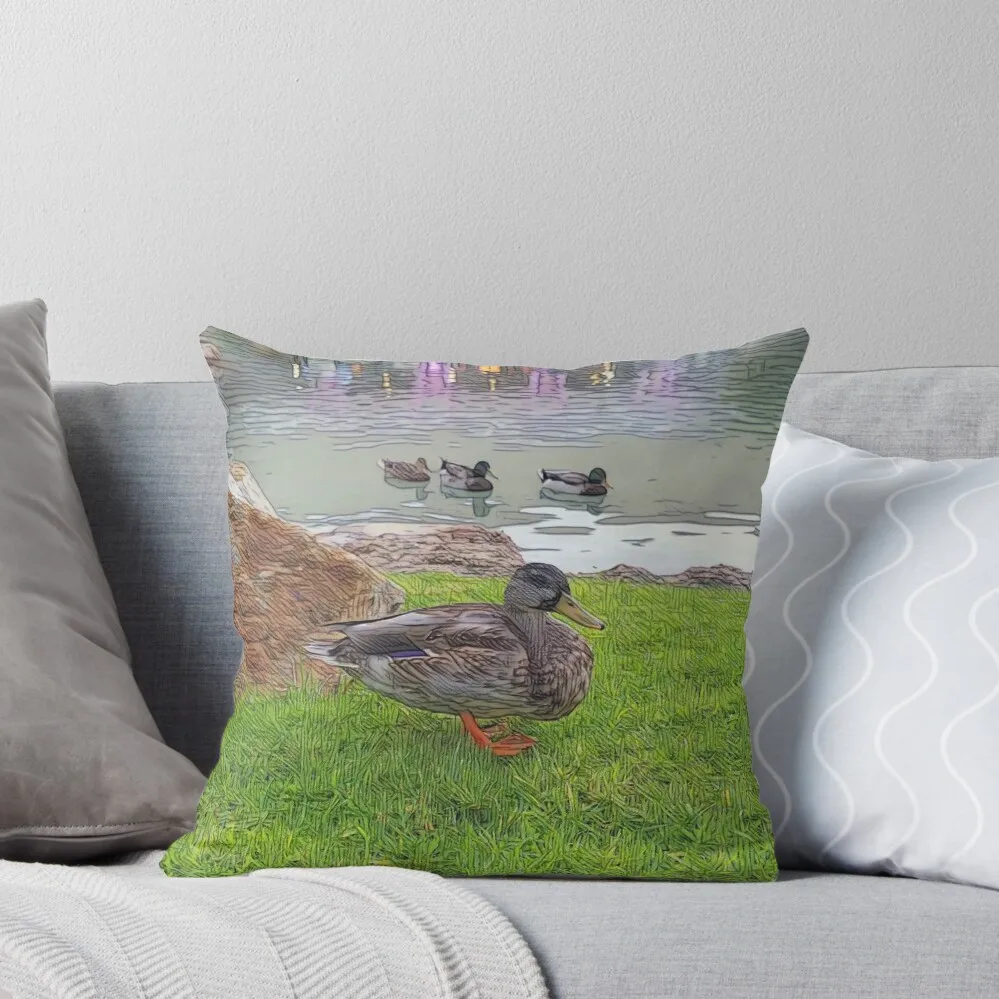 

Duck Time Throw Pillow Embroidered Cushion Cover covers for pillows pillow