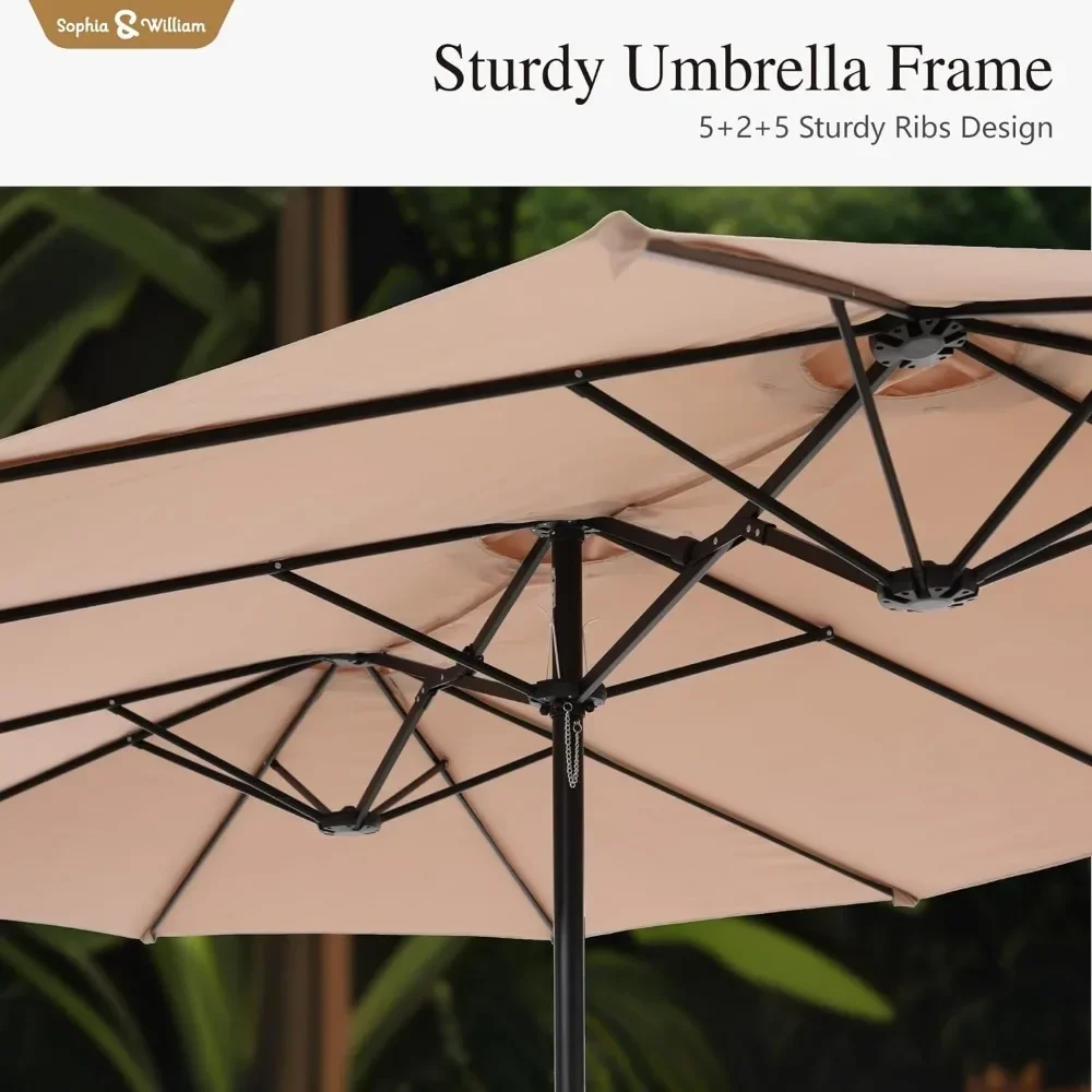 15 ft Extra Large Patio Umbrella with Base Included, Rectangular Outdoor Umbrella Heavy Duty, Market Umbrella