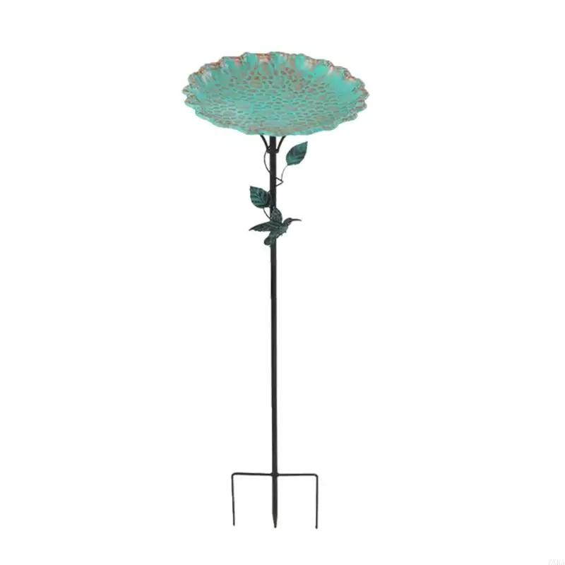 

KXRA Freestanding Bird Bath for Lawn and Patios Bird Feeding Bowl Metal Stake