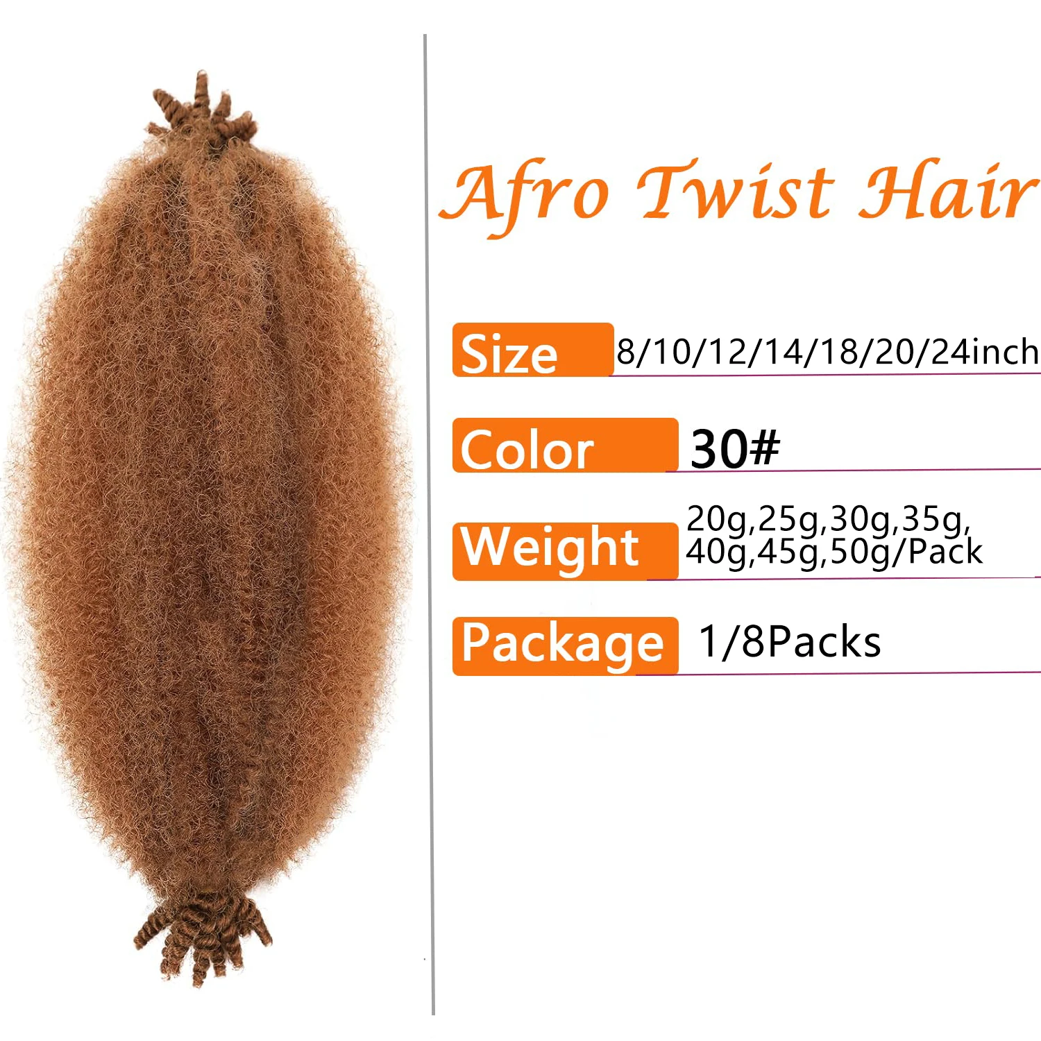 1/8 paquetes de pelo Afro elástico pre esponjoso pelo trenzado de primavera pelo sintético Afro Twist Marley Twist cabello trenzado