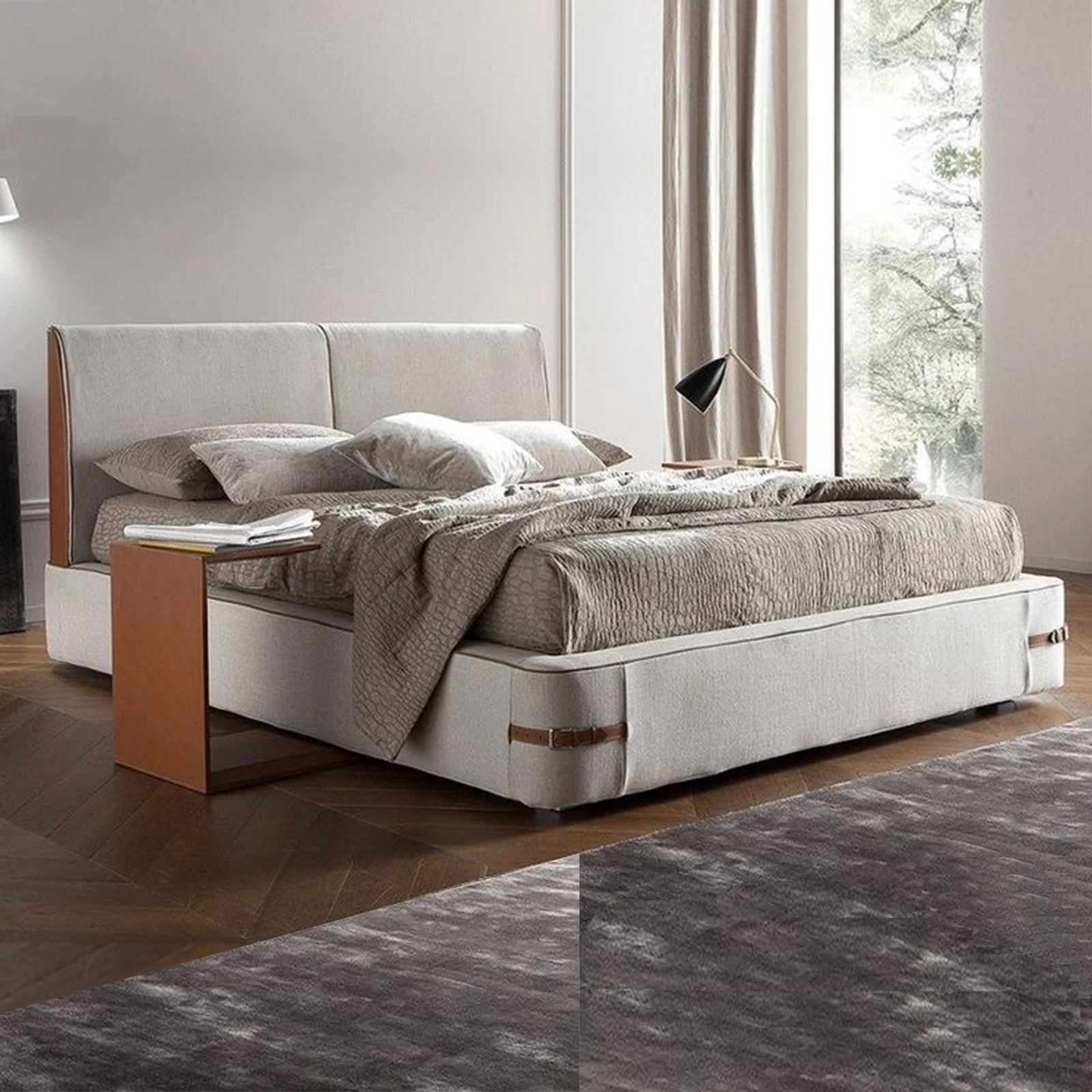 High Quality Modern Convertible Upholstered Pine Wood Soft Bed Frame Factory Direct Wholesale Home Furniture
