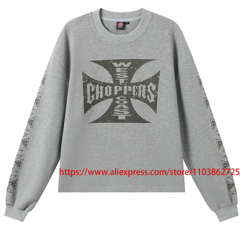 

WEST COAST CHOPPERS Топы с длинными рукавами из вафельной ткани Повседневные свободные футболки Американский уличный тренд Футболки на западном побережье