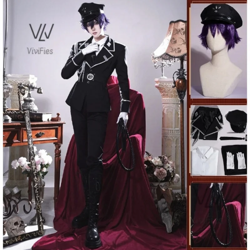 

Aki Myojin cosplay costume wig sweet punishment Watashi wa kanshu senyou pet guard uniform hat whip purple short hair anime set