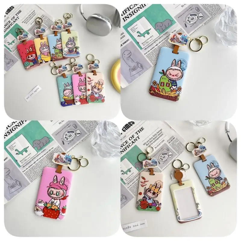 New Fashion Cartoon Labubu Card Set Water Card School Bus Card Catering Card Factory Access Card Bus Subway Card Keychain Gift