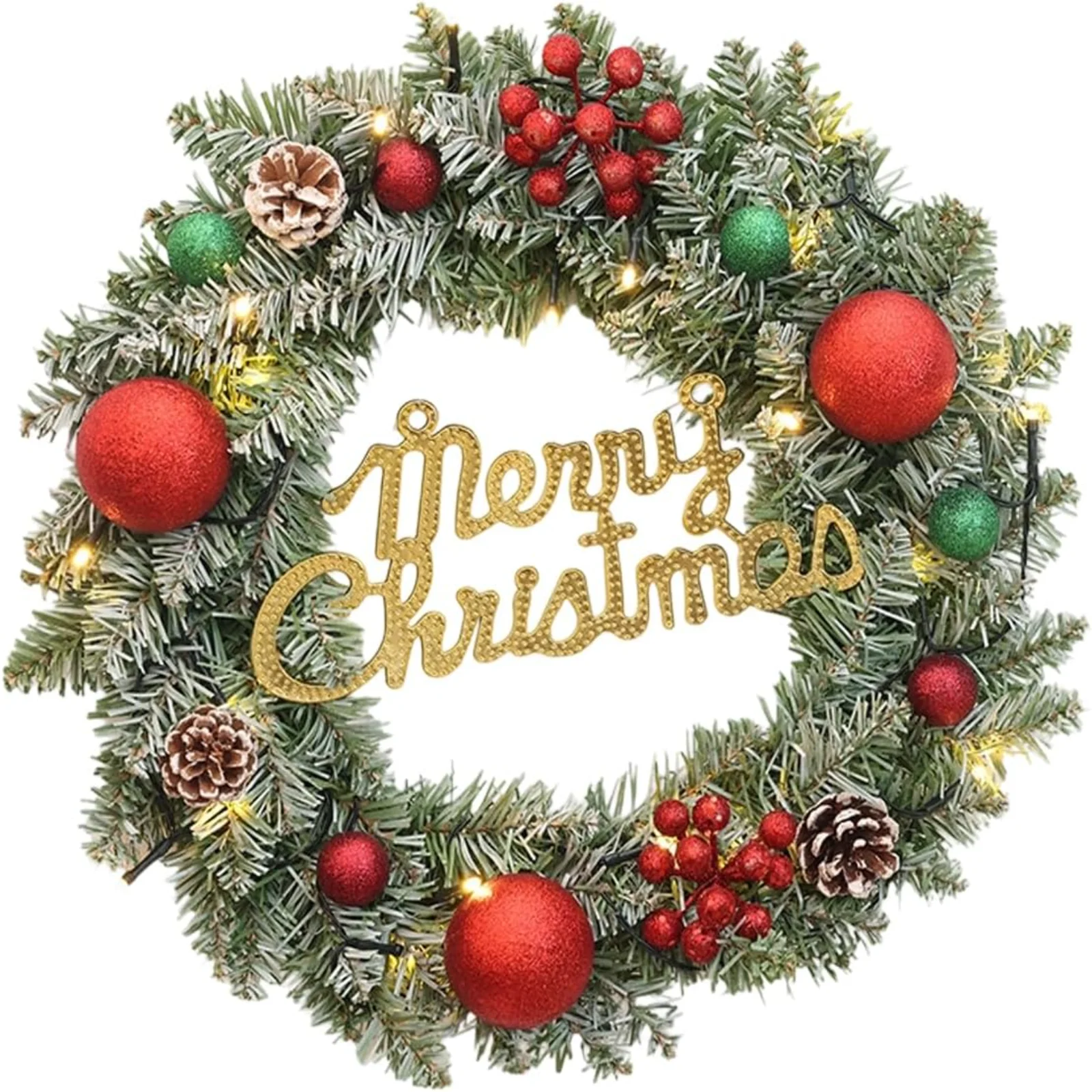 24 بوصة الاصطناعي نورفولك الصنوبر الباب الأمامي إكليل عيد الميلاد 60 سنتيمتر الخضرة وهمية جارلاند في الهواء الطلق عطلة الديكور إكليل