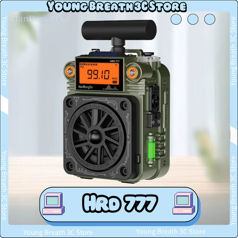 

Hanrongda Hrd 777 Full-Band Mini Radio Portable Receiver Stereo App Control Bluetooth all Metal Case With Screen Speaker Custom
