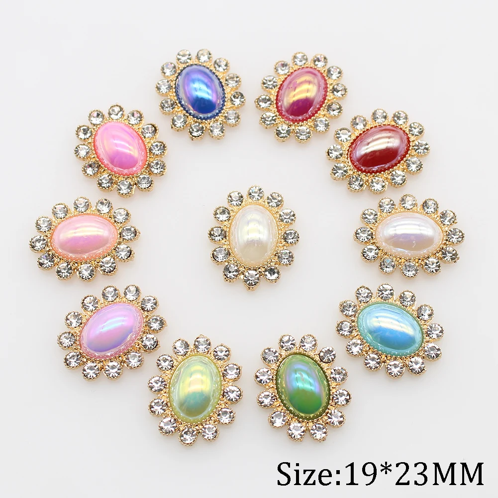 SKYE CIEL 10Pcs 19*23mm Alloy Oval Pearl DIY Jewelry Accessories For Alloy Handmade Wedding Design Jewelry Accessories And Parts