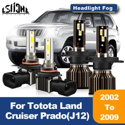 4x LED Headlights 22000LM Headlamps 6000K Fog Bulbs For Toyota Land Cruiser Prado (J12) 2002 2003 2004 2005 2006 2007 2008 2009