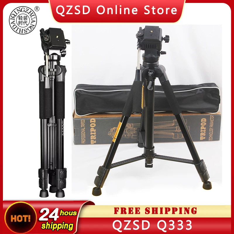 

QZSD Q333 Handel Camcorder Tripod Telescope Digital and Video Camera Stand 166cm Height Panoramic Tripod with Pan Head Carry Bag