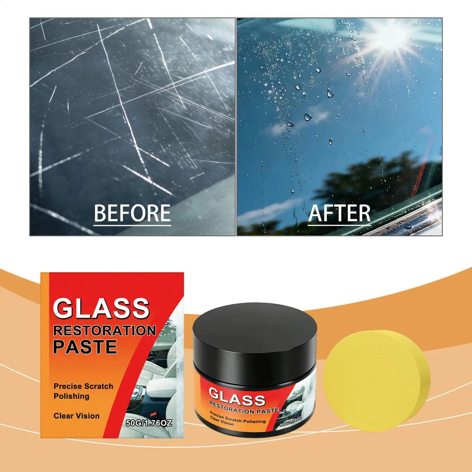 50g Auto Glass Scratch Repair Kit Cleaning Detailing Safe Cleaner Car Windshield Glass Scratch Remover for Sedan Truck SUV RV view 2