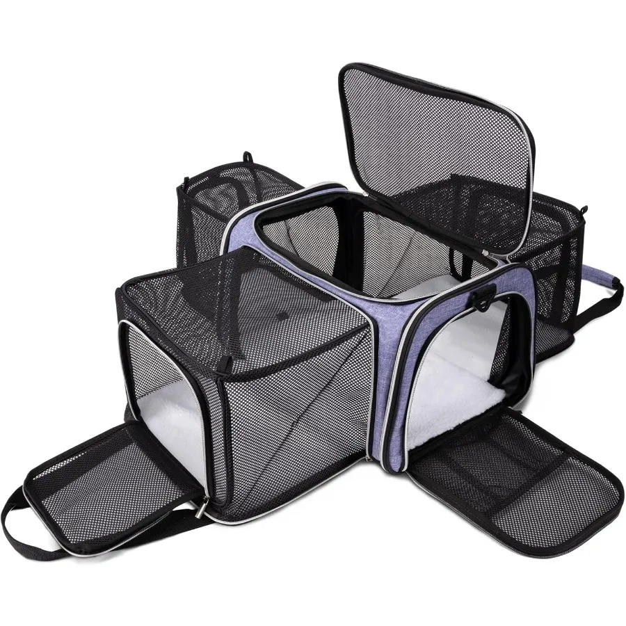 

Cat Carrier BagAirline Approved Pet Carrier Soft Side Pet Travel 5 Sides Open Doors 3 Sides Expandable Foldable Dog Carrier wit
