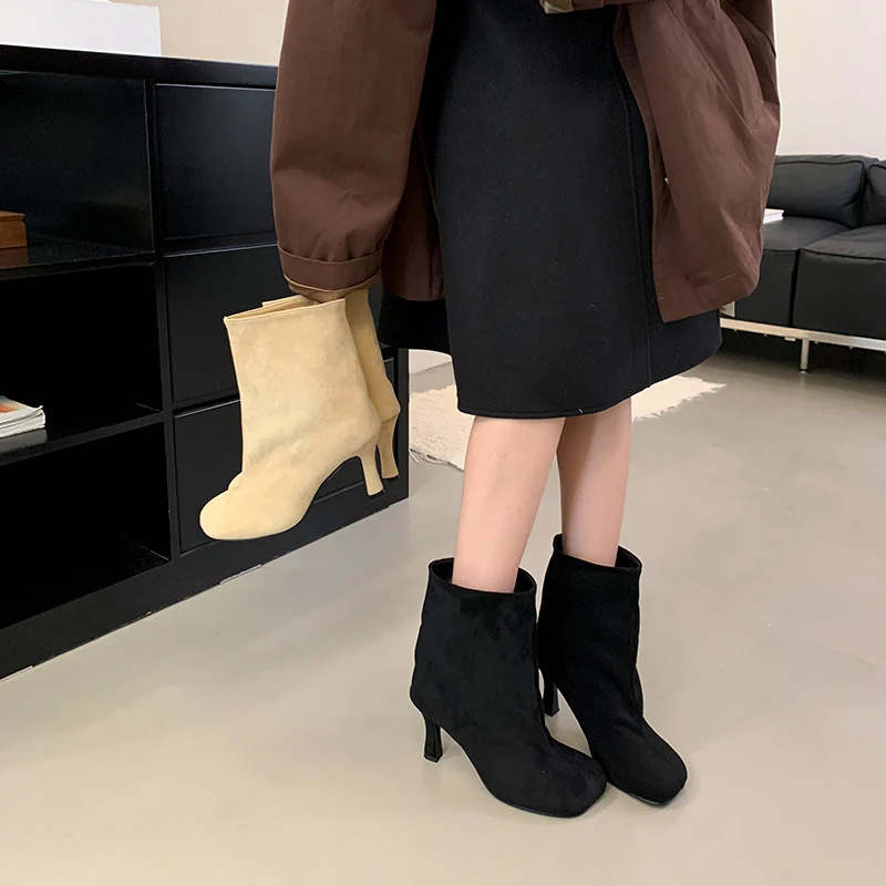 AIYKAZYSDL 2026 ساحة تو فو الجلد المدبوغ حذاء من الجلد كعب منخفض هريرة الحديثة الغربية قصيرة Bootie أحذية أنيقة الخريف الربيع 41 42 #3