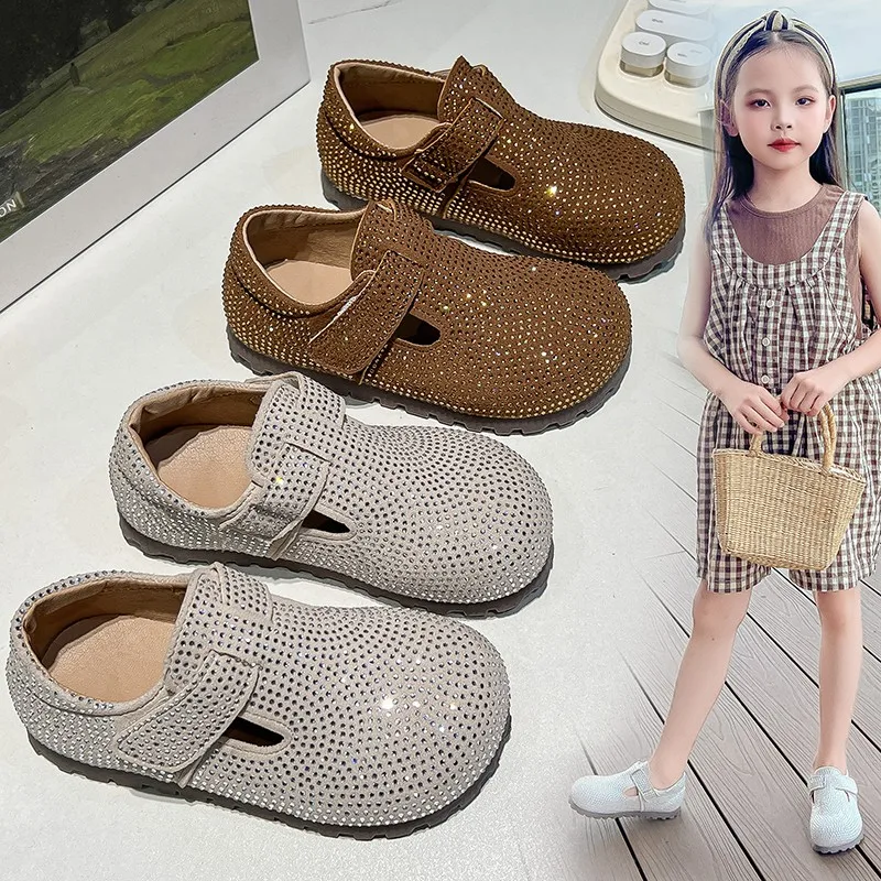 

Повседневные туфли на плоской подошве для девочек. Весна-осень 2023. Новые легкие износостойкие балетки. Декоративные нескользящие туфли с блестками.