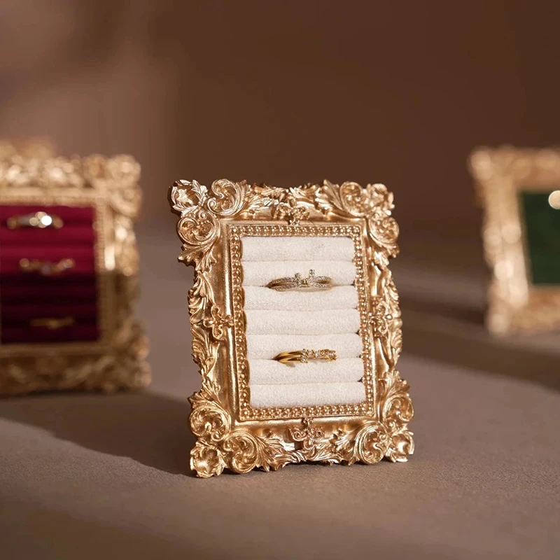 

High Luxury Jewelry Display Stand Vintage Photo Frame Ring Tray Jewelry Store Storage Booth Display Photography Prop Decor