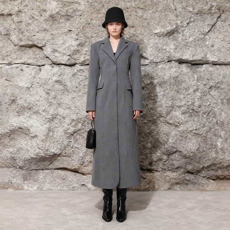 

Женское свободное повседневное элегантное шерстяное пальто в британском стиле, осенняя модная верхняя одежда средней длины