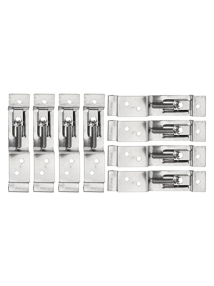 Set of 8 Heavy Duty Stainless Steel License Plate Holders with Spring Action Clamps Compatible with Various Vehicles