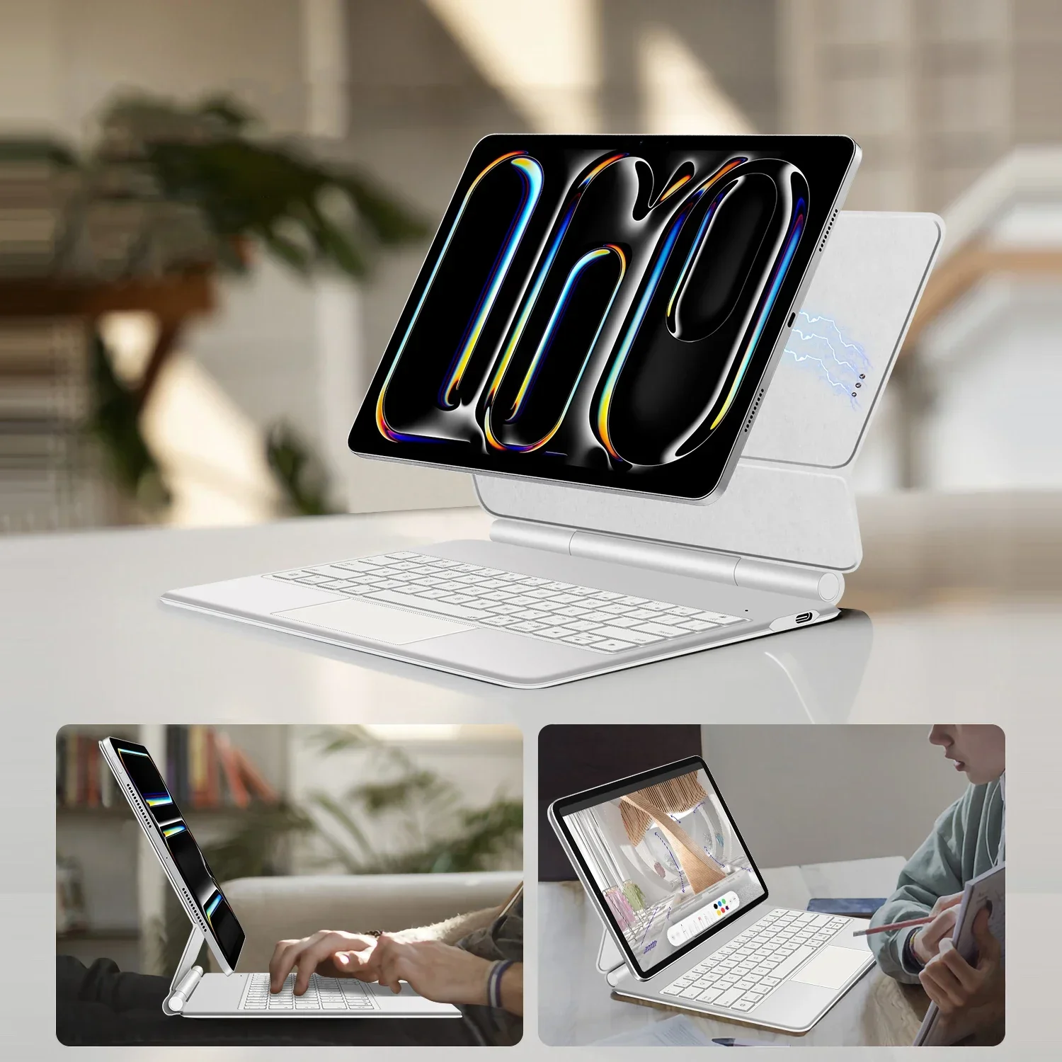 Pogo Pin Magic Keyboard for IPad Pro M5 11 13 Inch 12.9 M2 M3 2025 Smart Case Keyboard Cover for iPad Air 6 7 8 M3 11 13