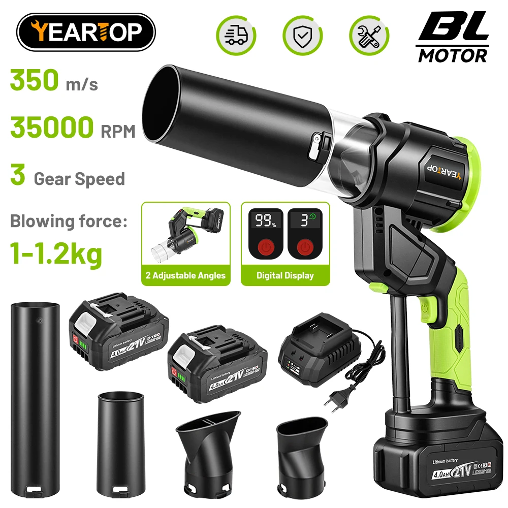 

YEARTOP Brushless Electric Turbo Blowers Jet Fan Wireless 180°Rotation Snow Leaf Blower Dust Blowing Tool For Makita 18V Battery