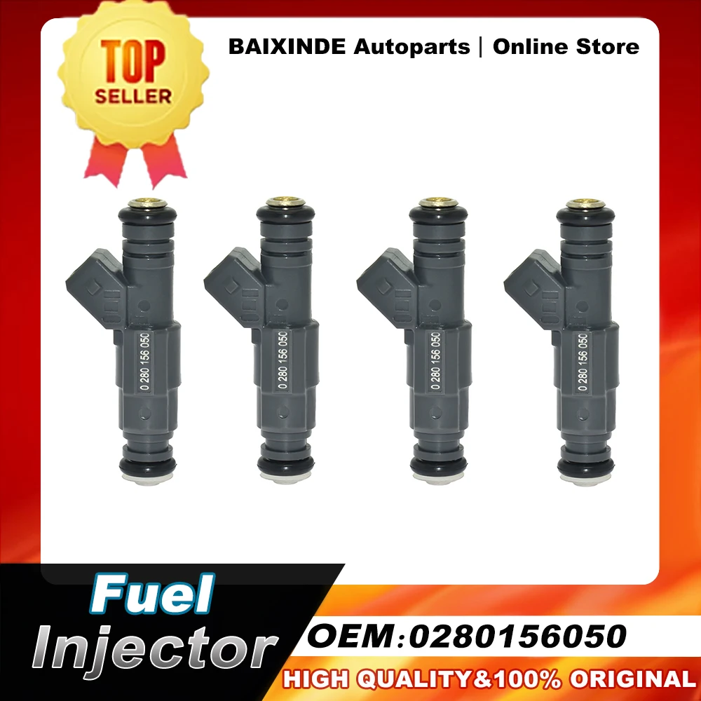 0280156050 1/4pcs Fuel Injector 0280156050 For Geely Xiali N3 Chana Hafei FAW Daihatsu Charade 1.0L L3