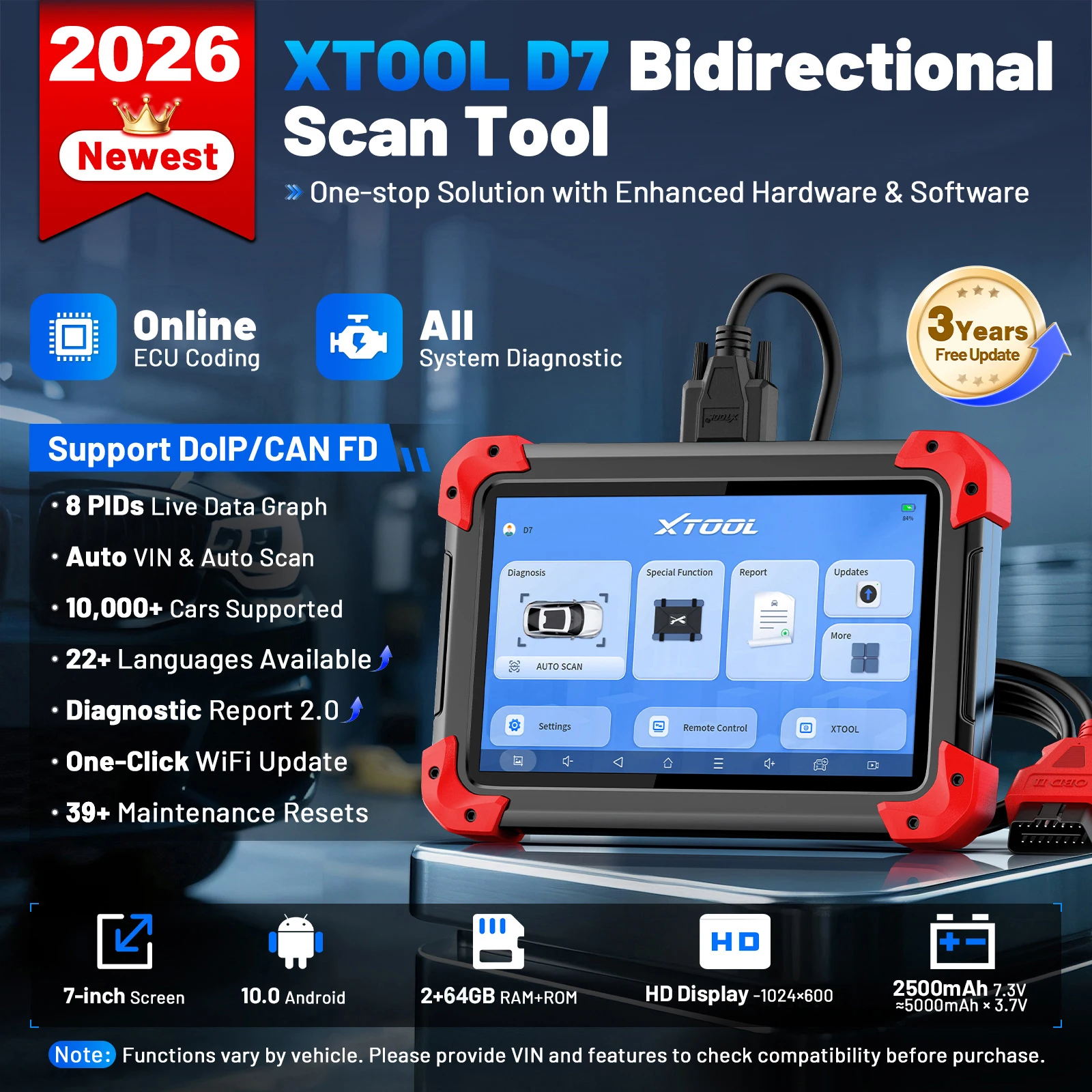 Ferramentas de Diagnóstico Automotivo XTOOL D7 V2.0, Codificação