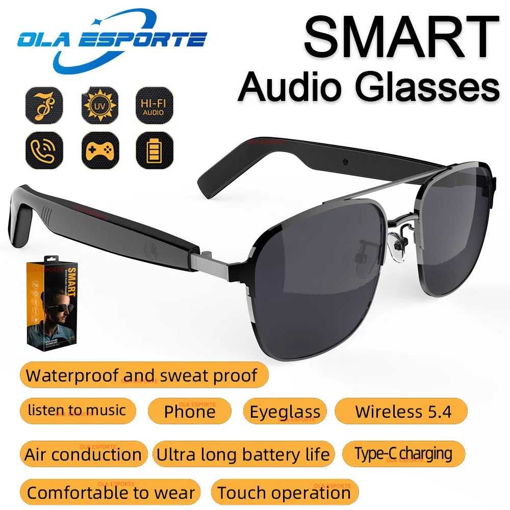 

Умные беспроводные Bluetooth-очки, модные очки с защитой от синего света, многофункциональное воспроизведение музыки, ответ на телефон, сенсорное управление