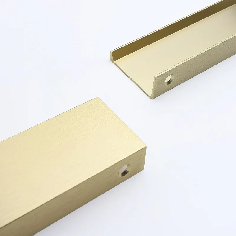 Modern Long Furniture Handles Brushed Edge Cabinet Pulls Black Gold Satin Funiture Door Knob Concealed Pulls