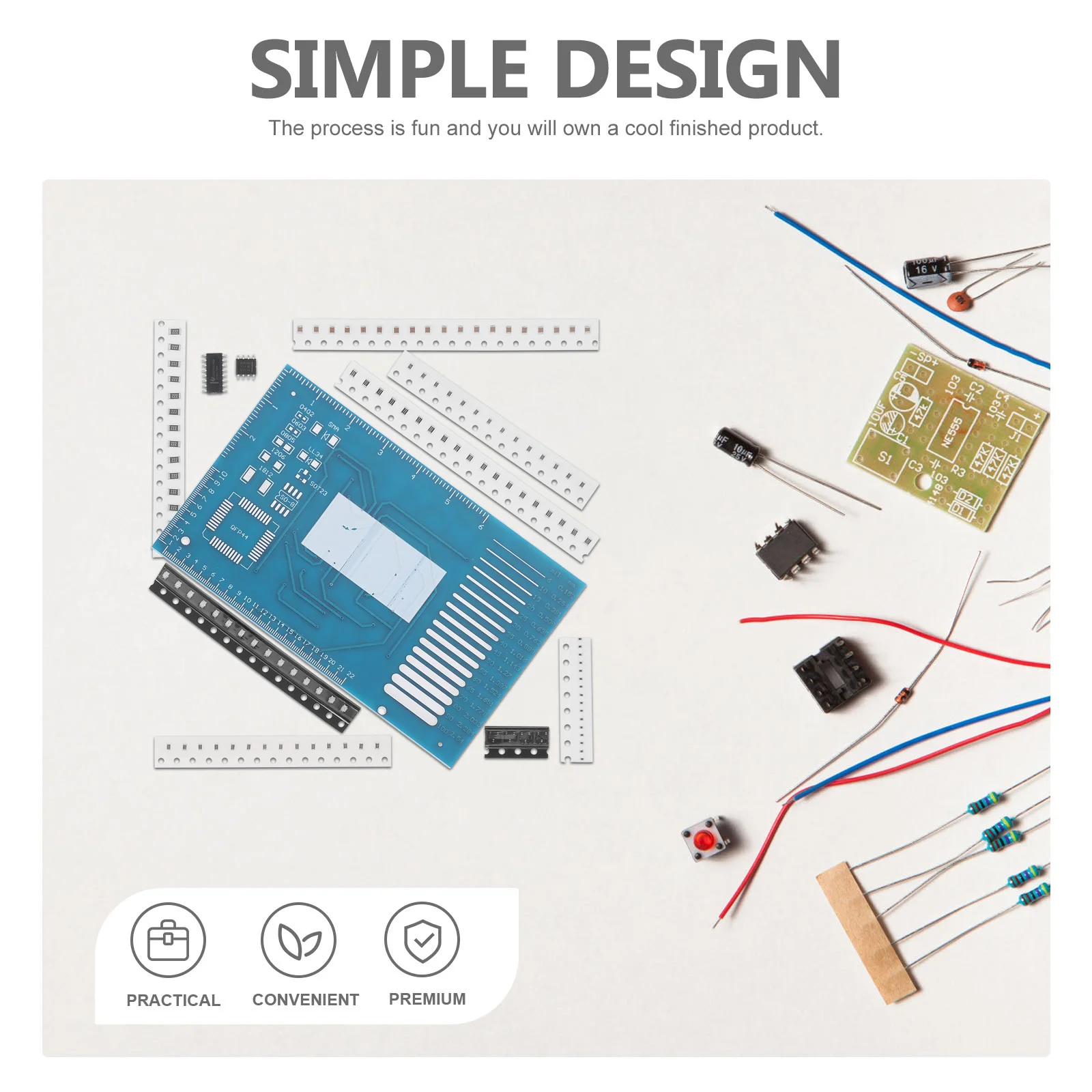 Kit de prática de soldagem componente de placa de solda acessórios diy fio eletrônico branco