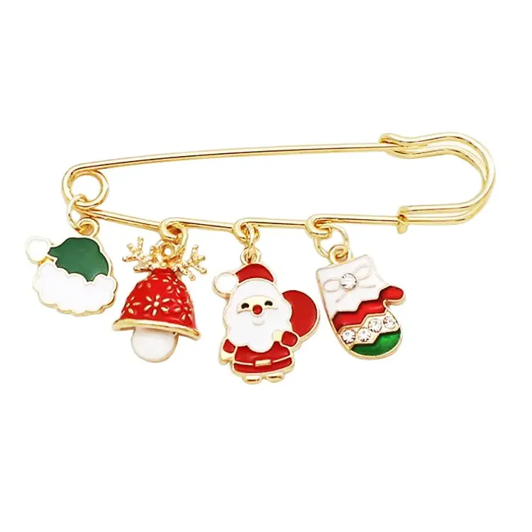 Customized Needle Metal Badge Hot Selling Drop Glue Christmas Badge