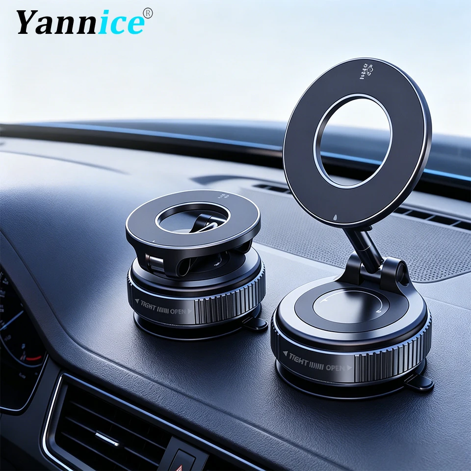 Magnetic Car Phone Holder Foldable Design Upgraded 360° Adjustable Vacuum Suction Cup Bracket for Car Dashboard & Windshield