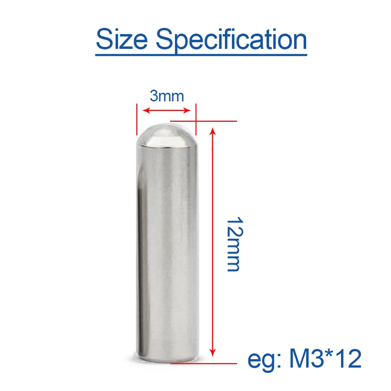 10-50pcs Round Head Cylindrical Pin Locating Dowel 304 Stainless Steel M0.6 M0.8 M1 M1.2 M1.5 M1.8 M2 M2.3 M2.5 M2.8 M3 M4 M5 M6