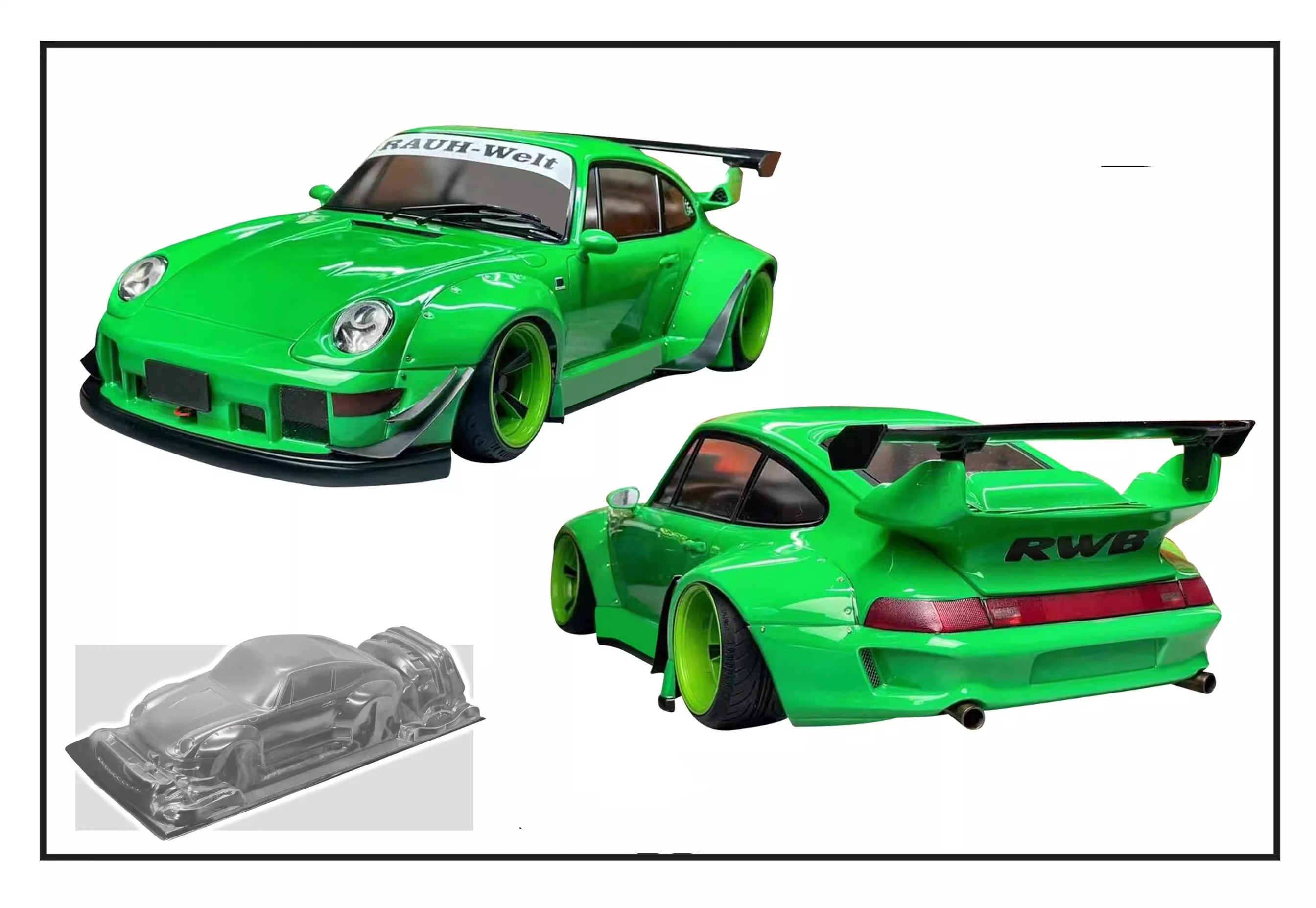 1/10 RWB 993 Wide RC Drift Body Rally PC Shell 195mm Width 260mm Wheelbase Lampshade No Painted Body RC Hsp Hpi Trax Tamiya LC