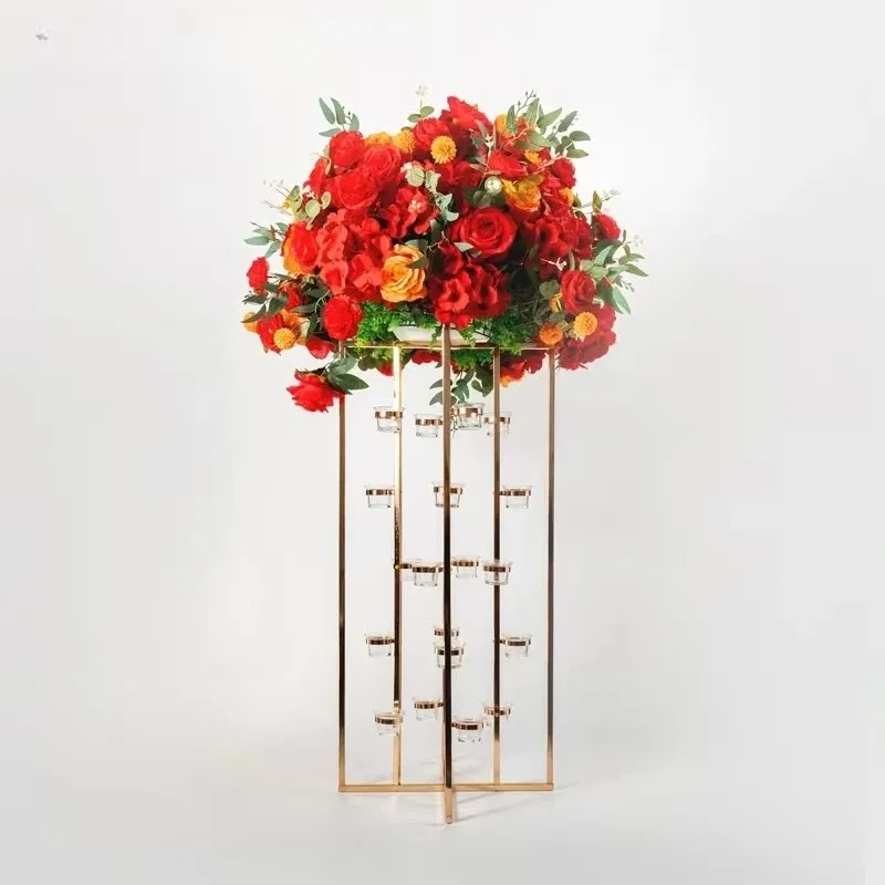 4-10pcs)sishi5zhe Wedding centerpiece sliver/Golden Candlestick Holder Wedding Center table decorative road flower racks customi