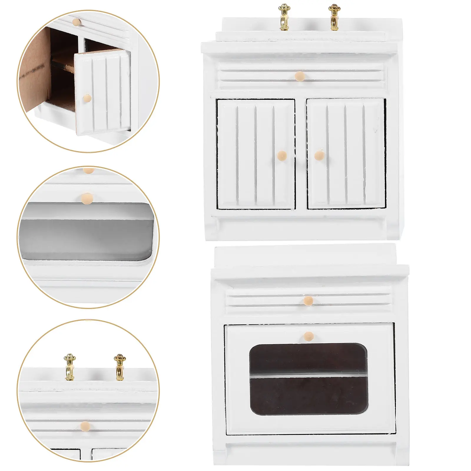 

Набор миниатюрной мебели: тумба с раковиной и кухонная плита, многофункциональный реквизит для декора кухни и фотосъемки