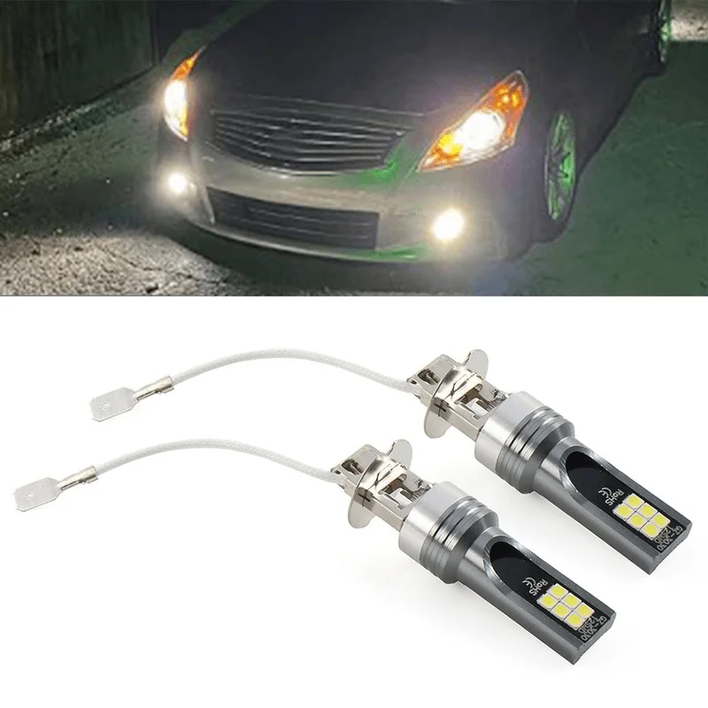 

2pcs H3 12SMD LED Fog Light Bulb White Driving Super Bright Lamp DRL Pair Car, Automotive Bulb, Highperformance Light