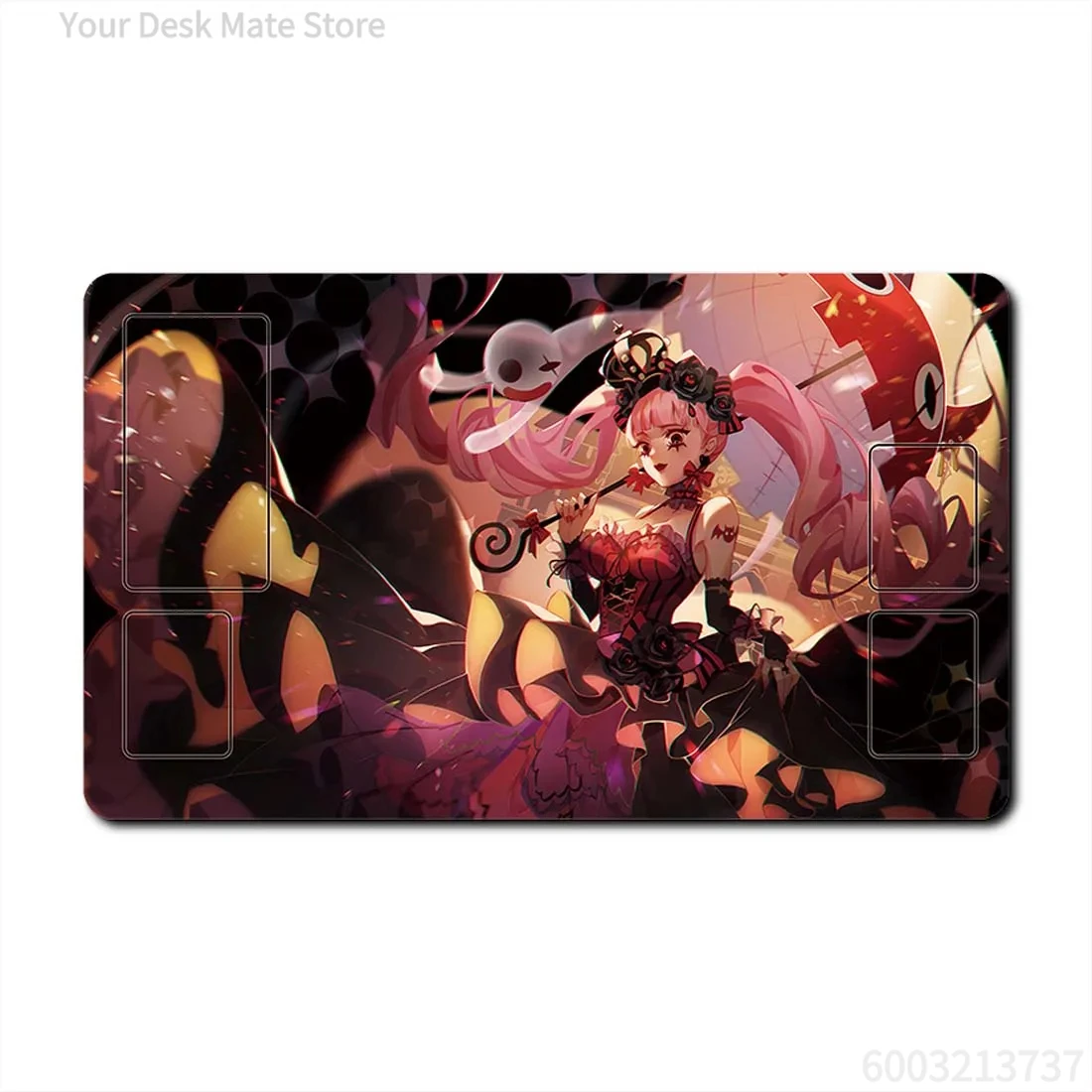 Anime Pink Hair Witch Girl TCG Trading Card Game Playmat Large Non-slip Desk Mouse Pad