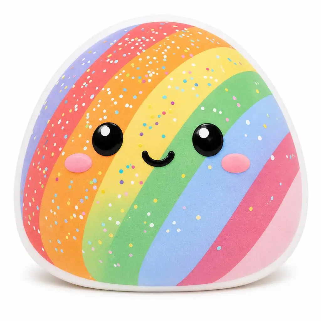 Cute Rainbow Dumpling Plush Pillow Cushion Irregular Stuffed Throw Pillow Home Decor Gift Sofa Bed Couch