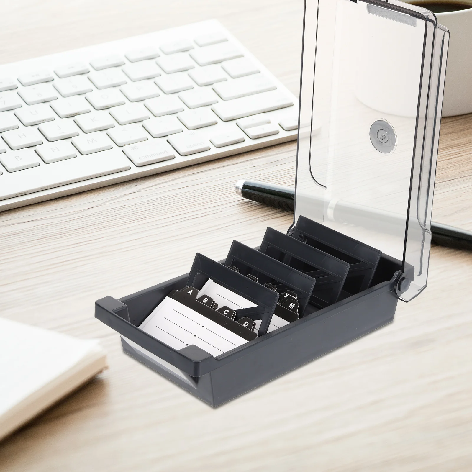 

Index Card Box Note Card Holder Desktop Pictures Case Calling Cards Container Large Capacity Compact Portable Business